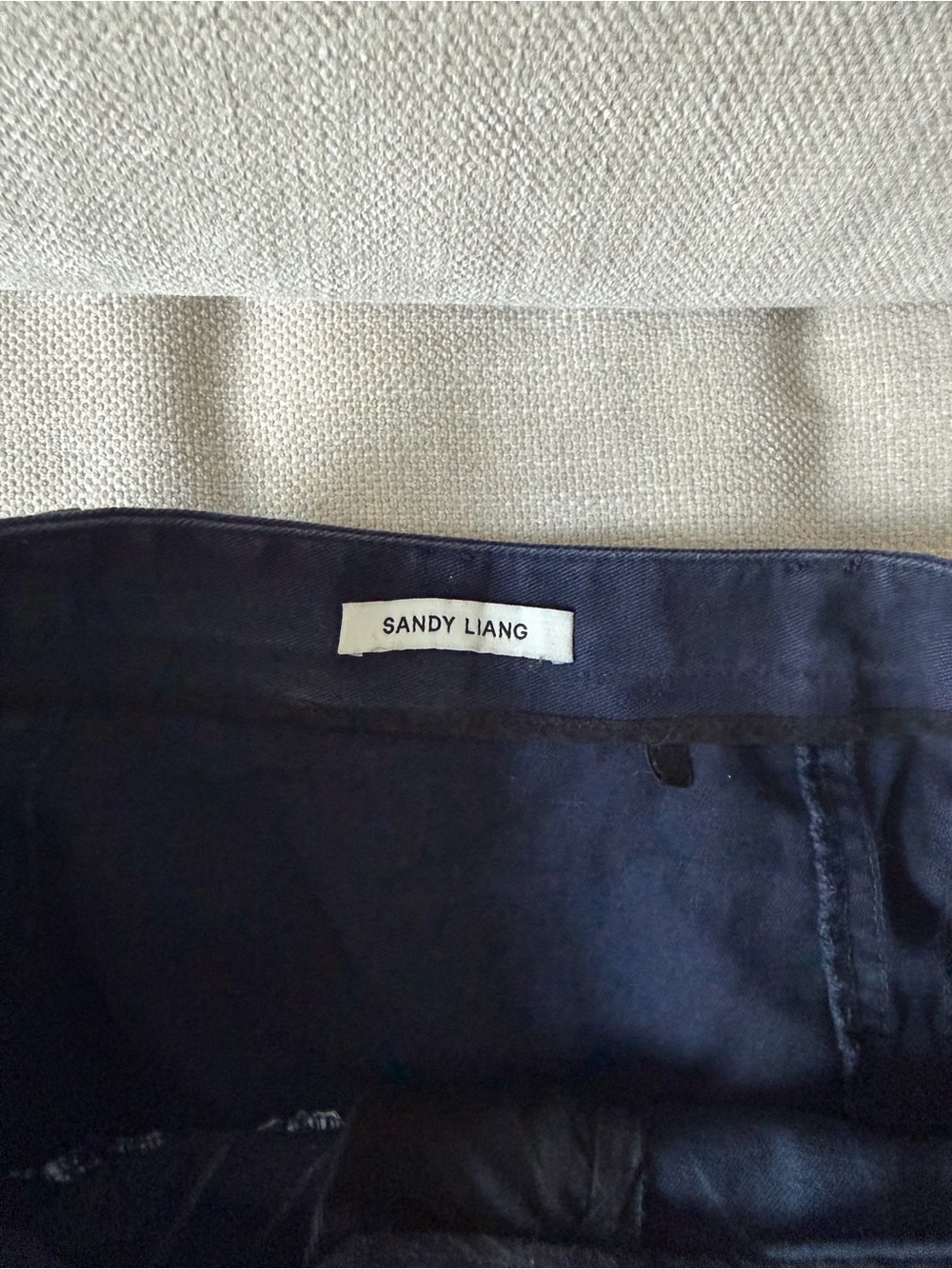 Sandy Liang Navy Gingham Midi Skirt - Picture 5 of 6